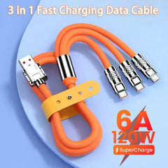 3-in-1 120W 6A Fast Charging Type-C Cable - Sitodo