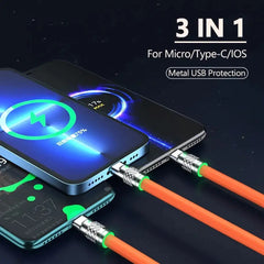 3-in-1 120W 6A Fast Charging Type-C Cable - Sitodo