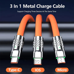 3-in-1 120W 6A Fast Charging Type-C Cable - Sitodo