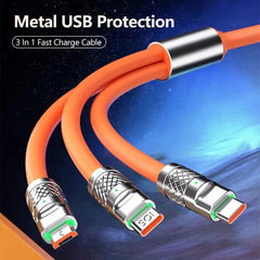 3-in-1 120W 6A Fast Charging Type-C Cable - Sitodo