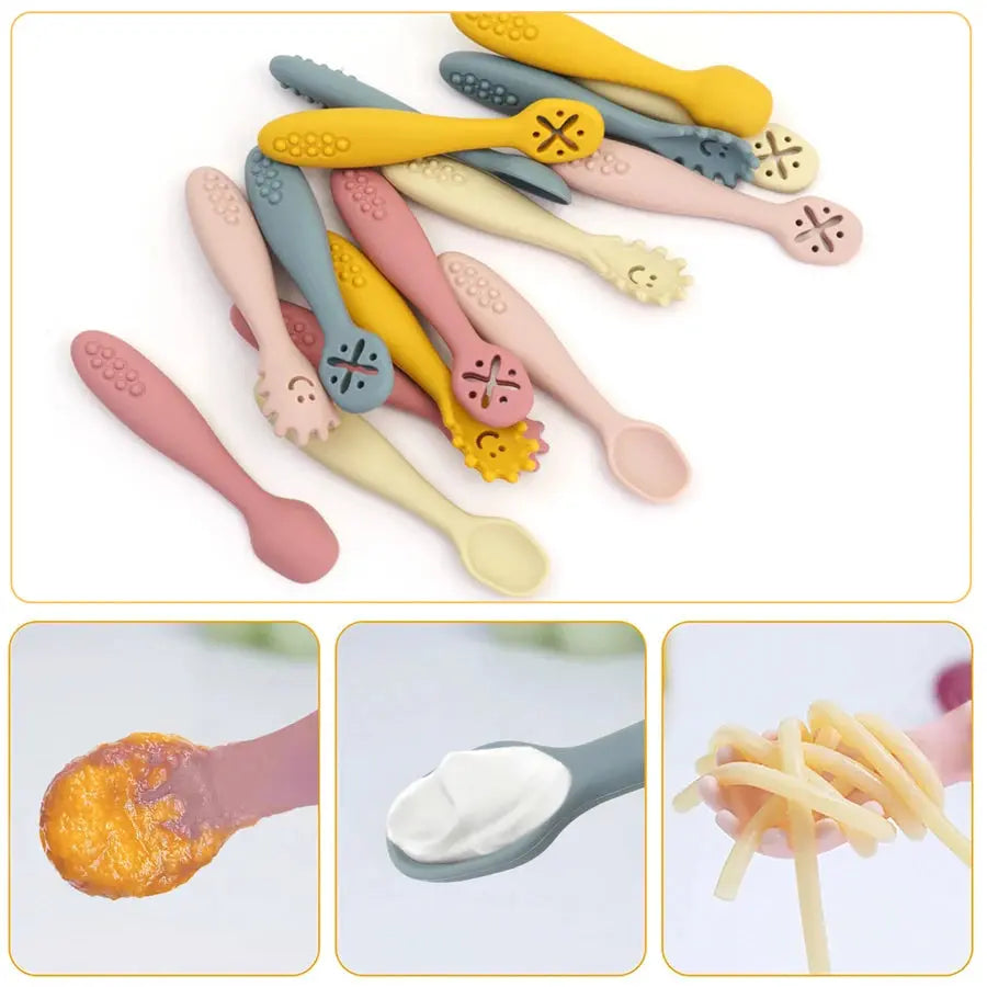 3PCS Silicone Spoon and Fork Set for Baby sitodo