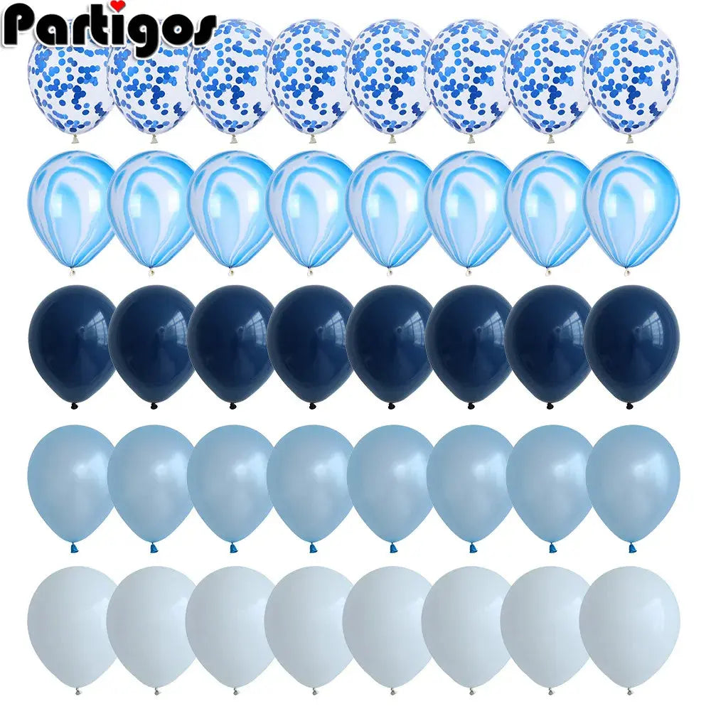 40 Pcs Blue Agate Marble Balloons sitodo