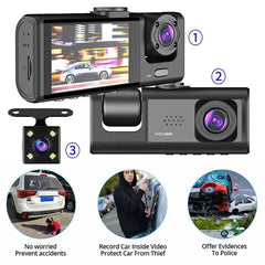 Dash Cam with IR Night Vision and 3 Cameras sitodo