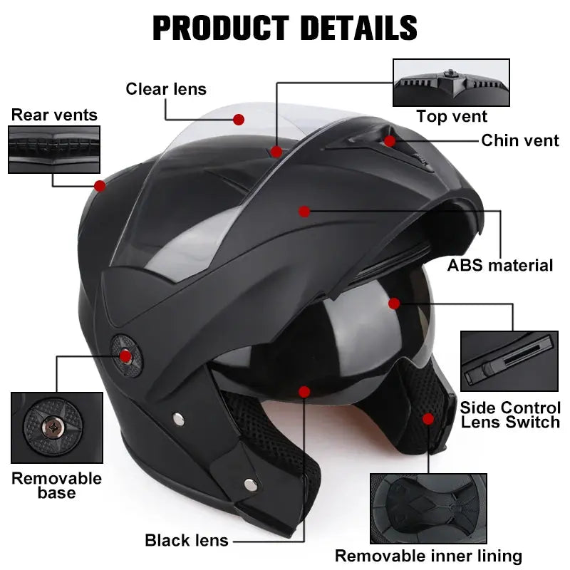 Double Lens Modular Flip Up Helmet sitodo