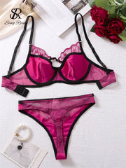 Embroidery Mesh Sexy Lingerie Set sitodo