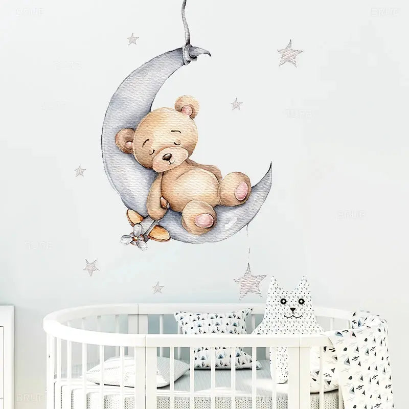 Enchanting Cartoon Teddy Bear Wall Stickers sitodo