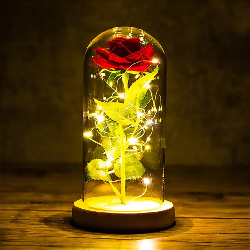 Eternal Rose LED Light Foil Flower in Glass sitodo