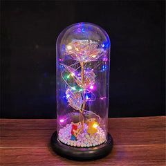 Eternal Rose LED Light Foil Flower in Glass sitodo