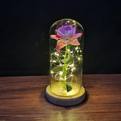 Eternal Rose LED Light Foil Flower in Glass sitodo