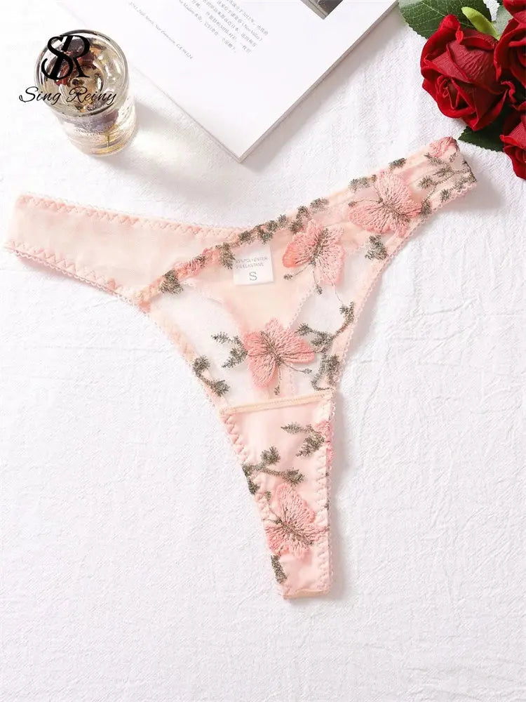 Floral Mesh Sheer Sexy Lingerie Set sitodo