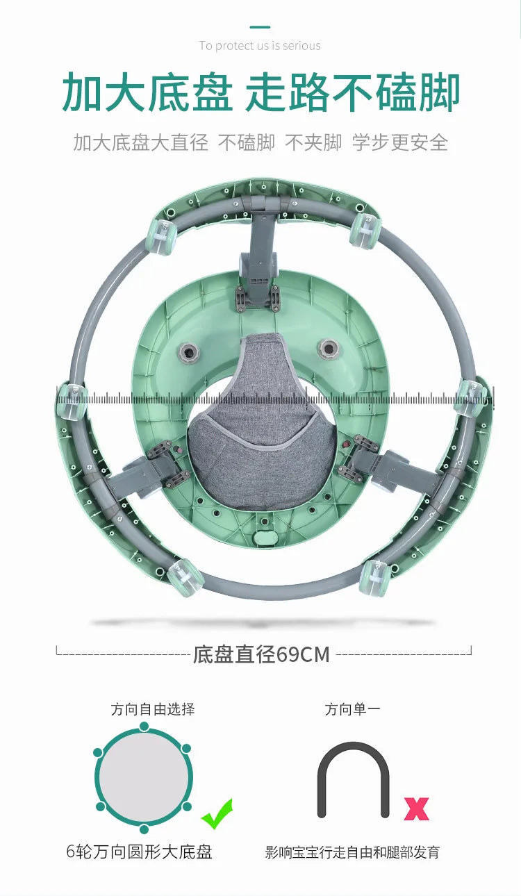 Andador multifuncional antivuelco para bebés con patas anti-O