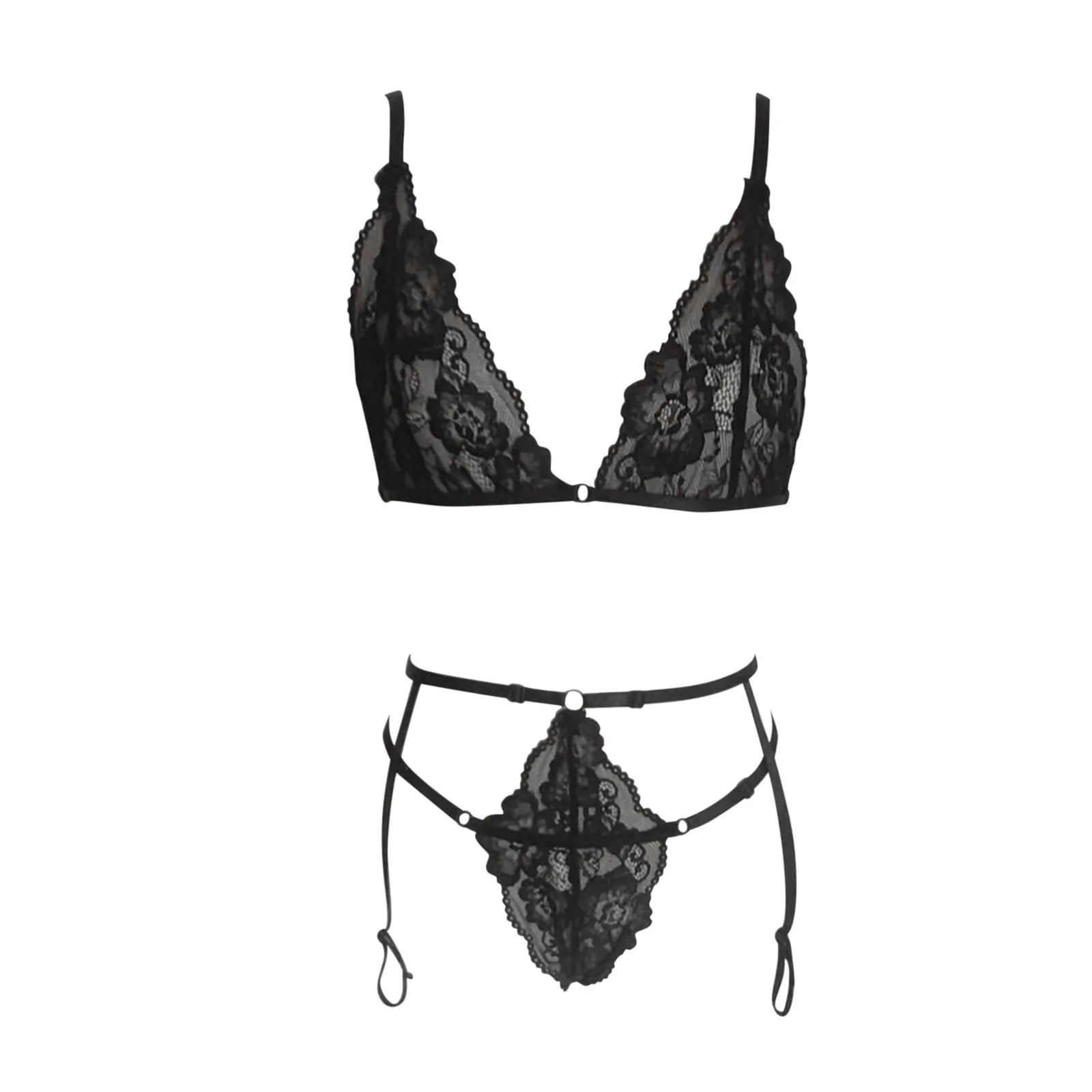 Halter Lace Bra & Thong Underwear Set