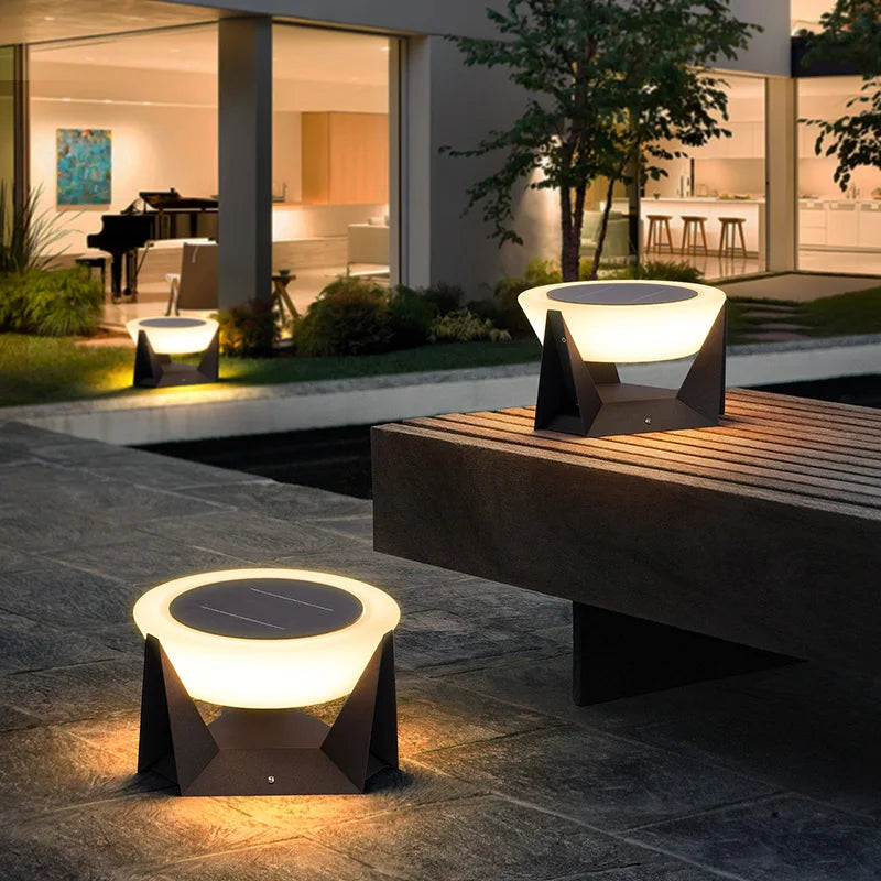 VZVI-poste de luz Solar moderno, lámpara de columna para exteriores IP65 de 3000K, luz de pilar para jardín, Patio, valla, tapa, cubierta, decoración de superficie plana