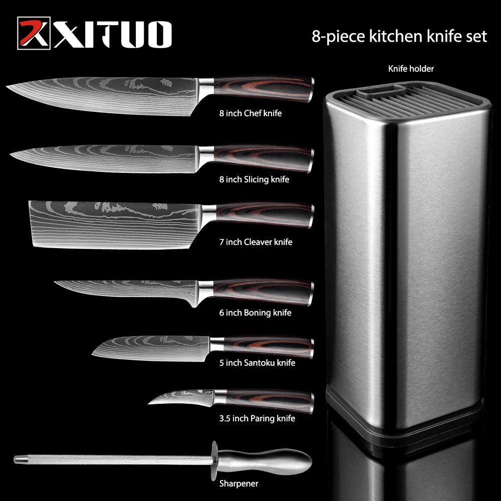 Stainless Steel Knife Set with Holder