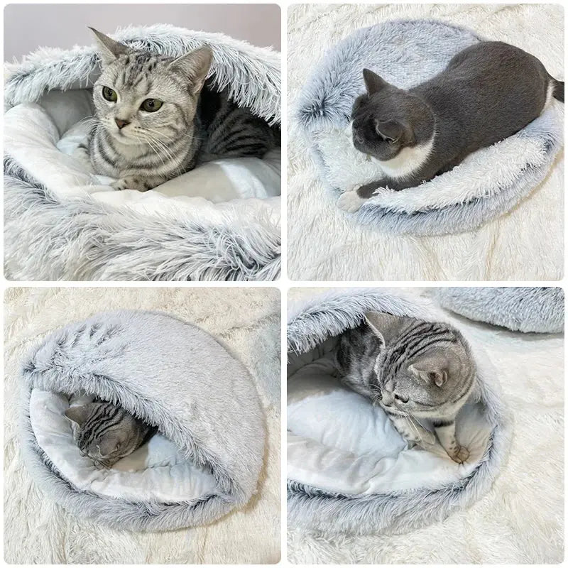 Luxurious Plush Cat Bed sitodo