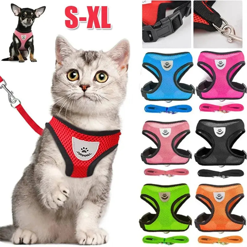 Pet Adjustable Vest Harness with Lead Leash sitodo