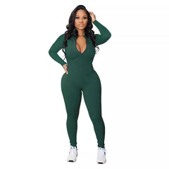 Ribbed Zipper Sports Jumpsuit sitodo