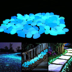 50 Uds. De piedras luminosas que brillan en la oscuridad, guijarros que brillan en la oscuridad, guijarros de jardín, decoración de peceras