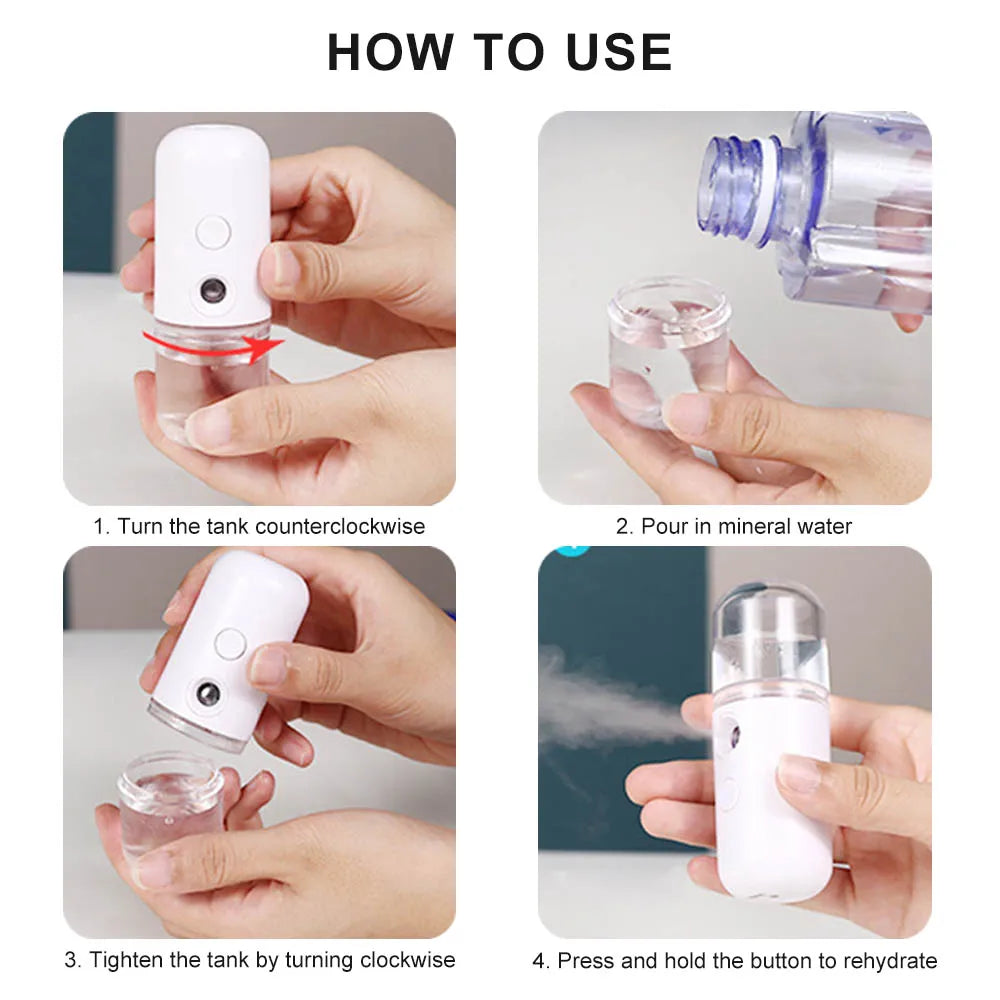 Humidificador de vapor facial recargable por USB