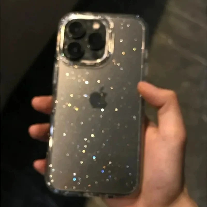 Funda transparente para iPhone con purpurina brillante y lujosa