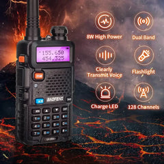 Walkie-talkie triple potencia UV-5R 8W