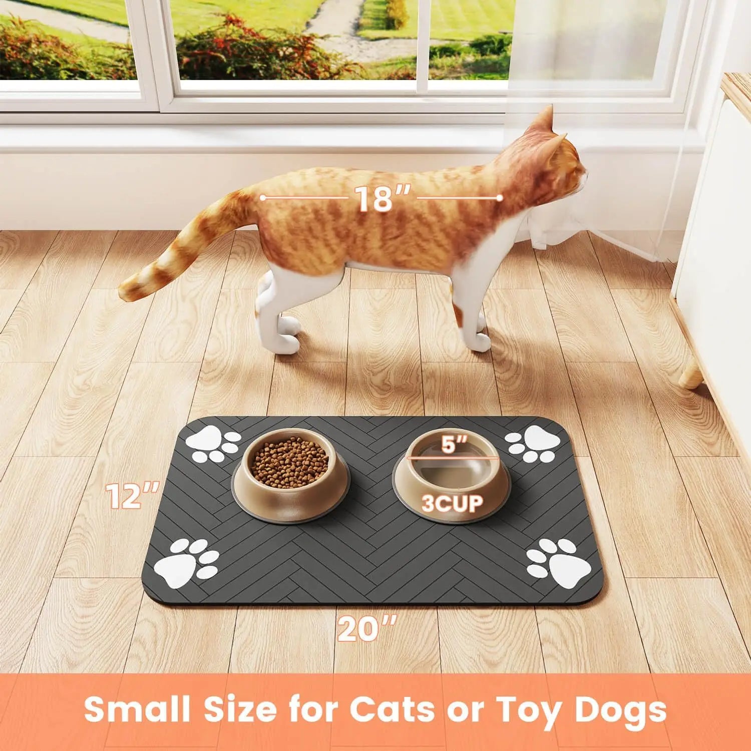 Absorbent Pet Placemat for Food and Water Bowl