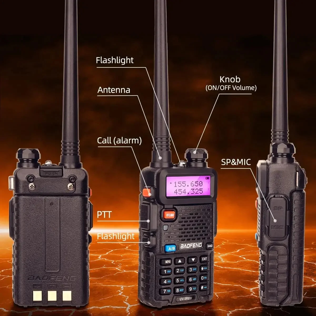 Walkie-talkie triple potencia UV-5R 8W