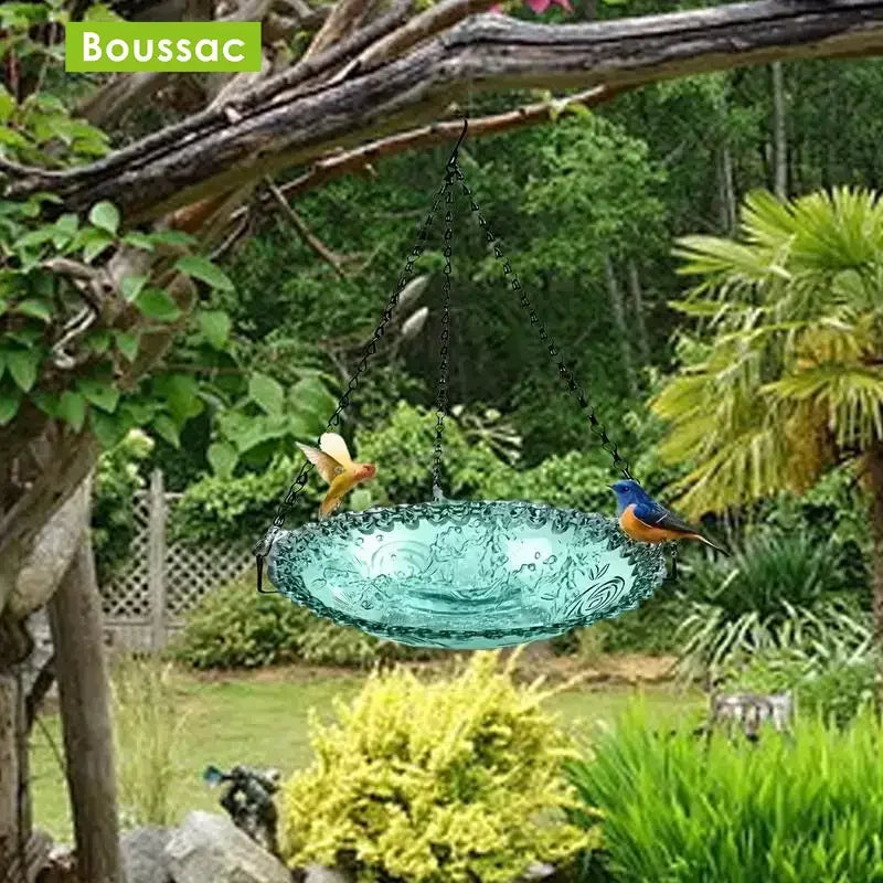 Comedero y bebedero para pájaros colgantes en forma de flor