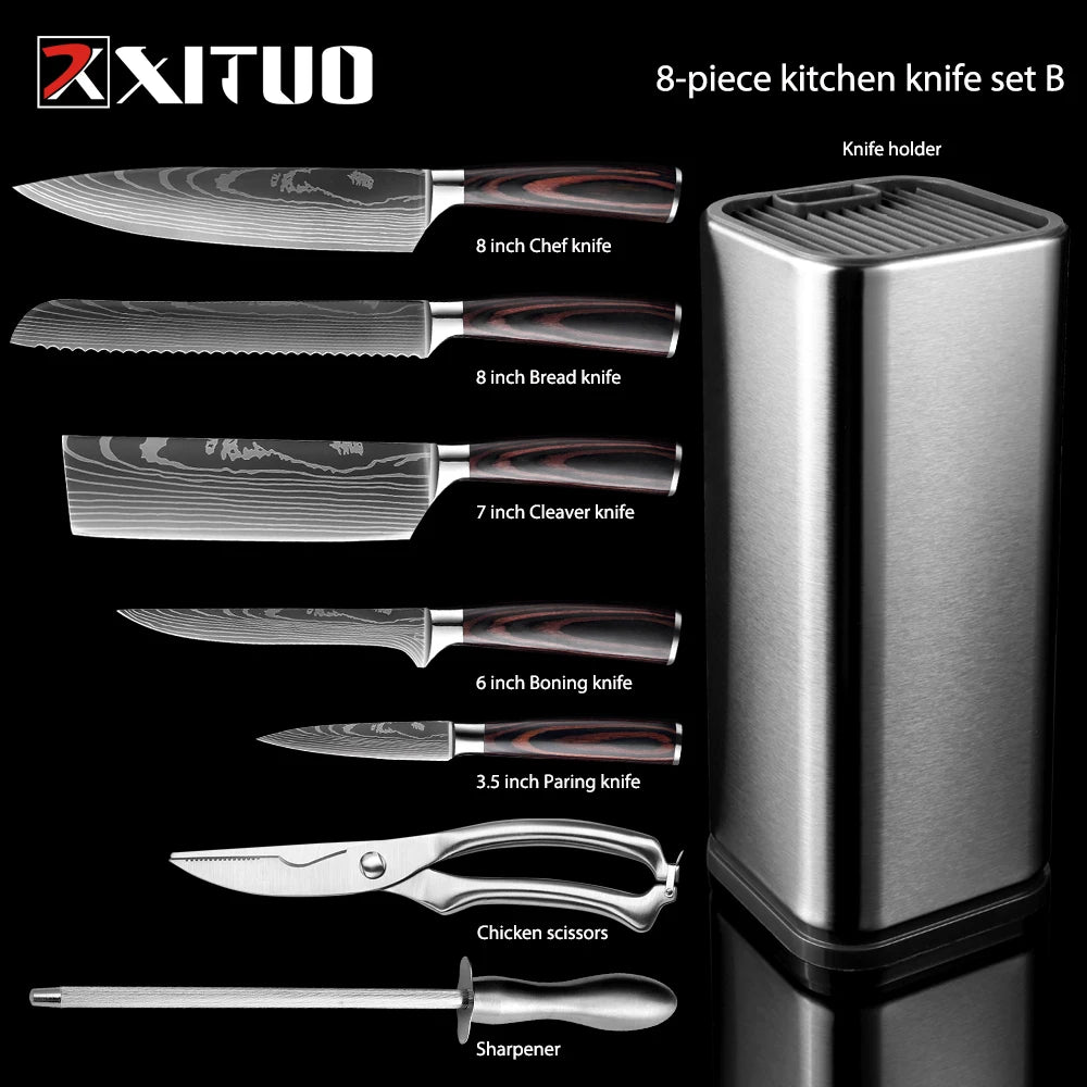 Stainless Steel Knife Set with Holder