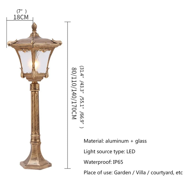 TYLA Luces para césped al aire libre Lámpara de jardín marrón retro LED impermeable IP65 decorativa para el hogar para dúplex