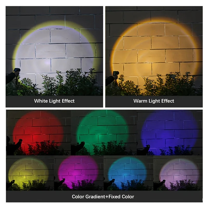 Focos solares de 9LED, focos RGB impermeables superbrillantes para césped, iluminación de paisaje para árboles de jardín, poste de bandera, decoración de patio