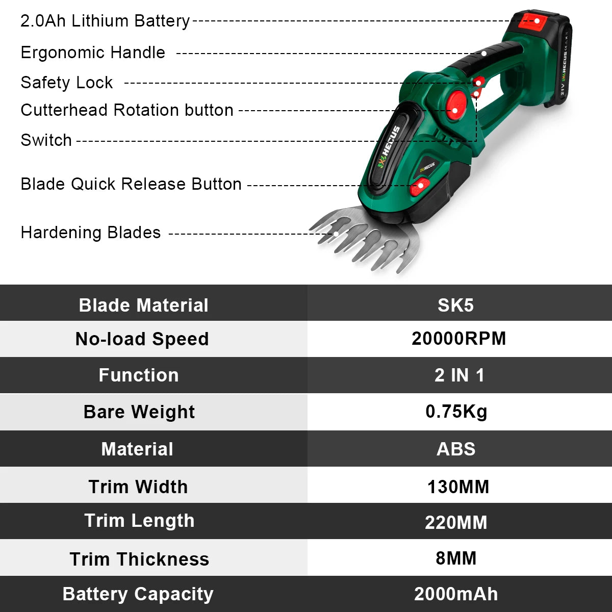 Cordless Electric Hedge Trimmer