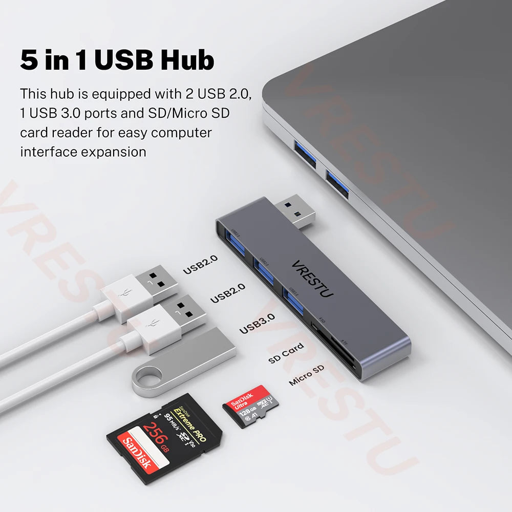 HUB USB de alta velocidad 5 en 1