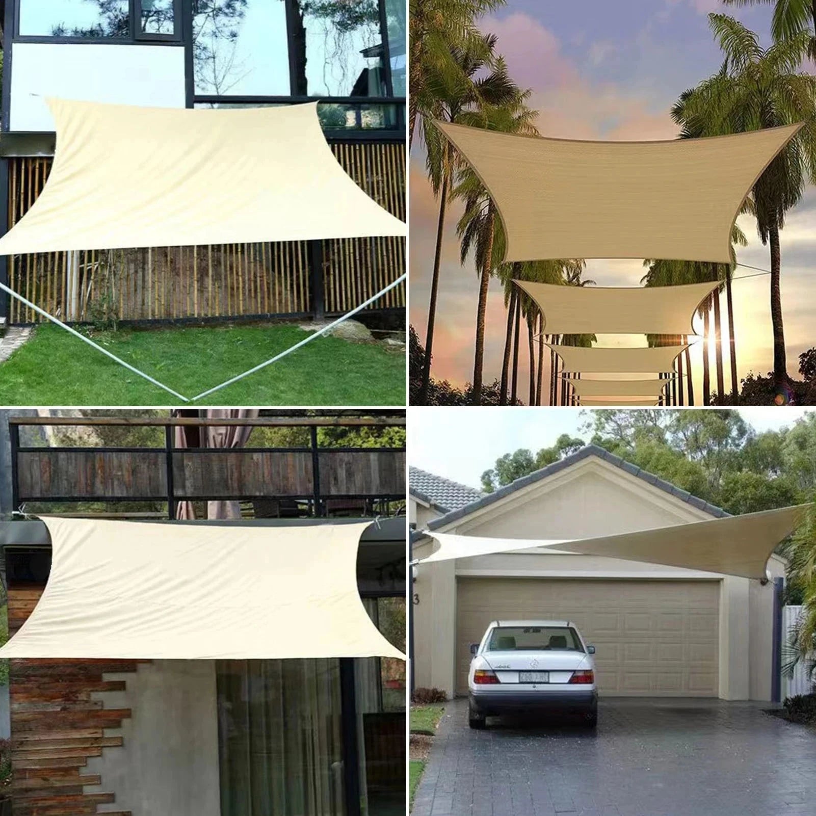 Toldo Vela De Sombra para Exteriores, Toldo Impermeable A Prueba De Rayos UV De Poliéster 300D, Toldo Solar para Terraza, Cochera, Patio Trasero, Jardín, Etc.