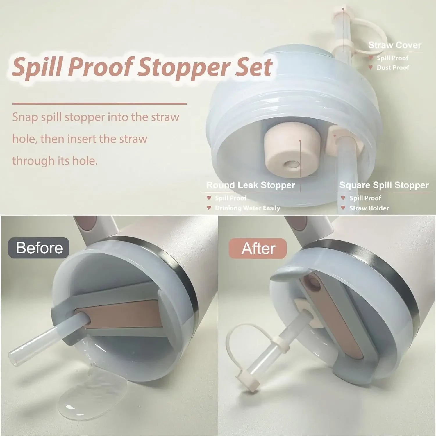 Spill Proof Stopper Set for Stanley Cup