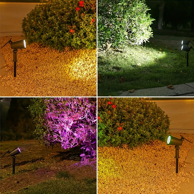 Focos solares de 9LED, focos RGB impermeables superbrillantes para césped, iluminación de paisaje para árboles de jardín, poste de bandera, decoración de patio