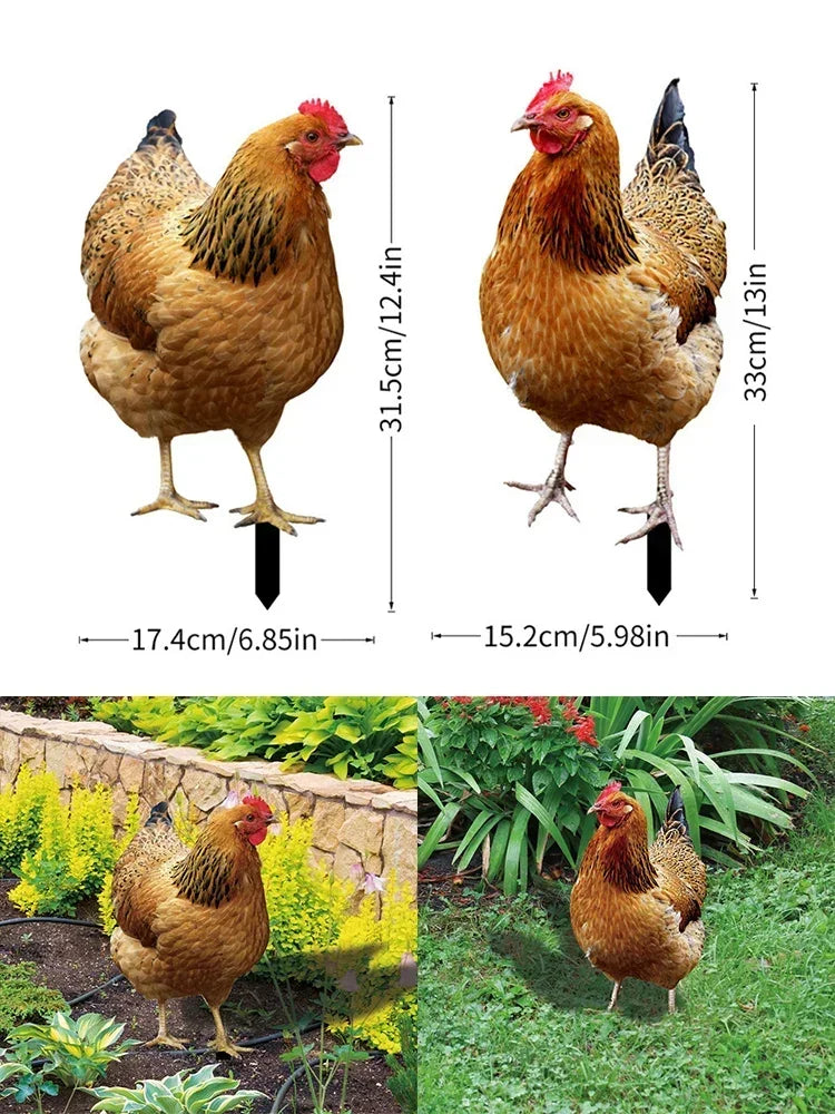 Estatua de gallo de jardín, escultura de pollo para decoración de Patio, estatuilla de gallina resistente a la intemperie para Patio, decoración del hogar y exteriores, 2 uds.