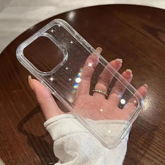 Funda transparente para iPhone con purpurina brillante y lujosa