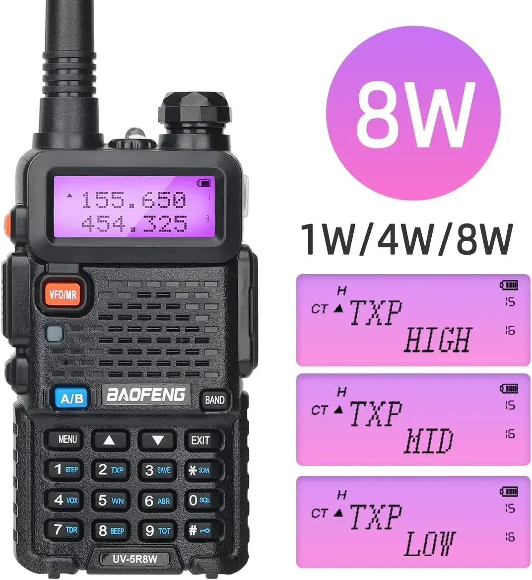 Walkie-talkie triple potencia UV-5R 8W