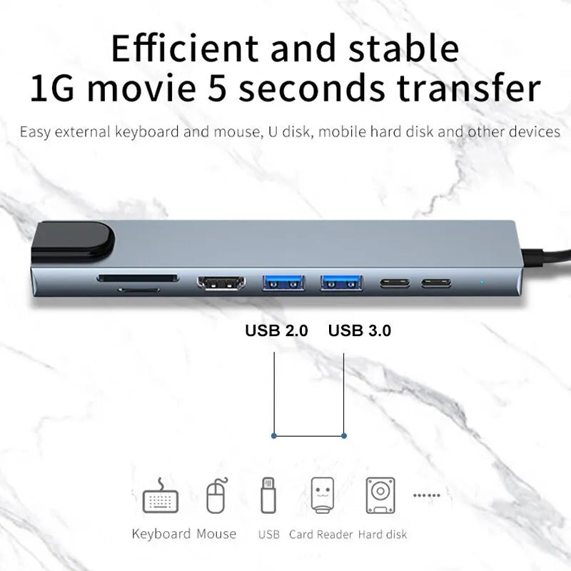 Concentrador USB-C 8 en 1