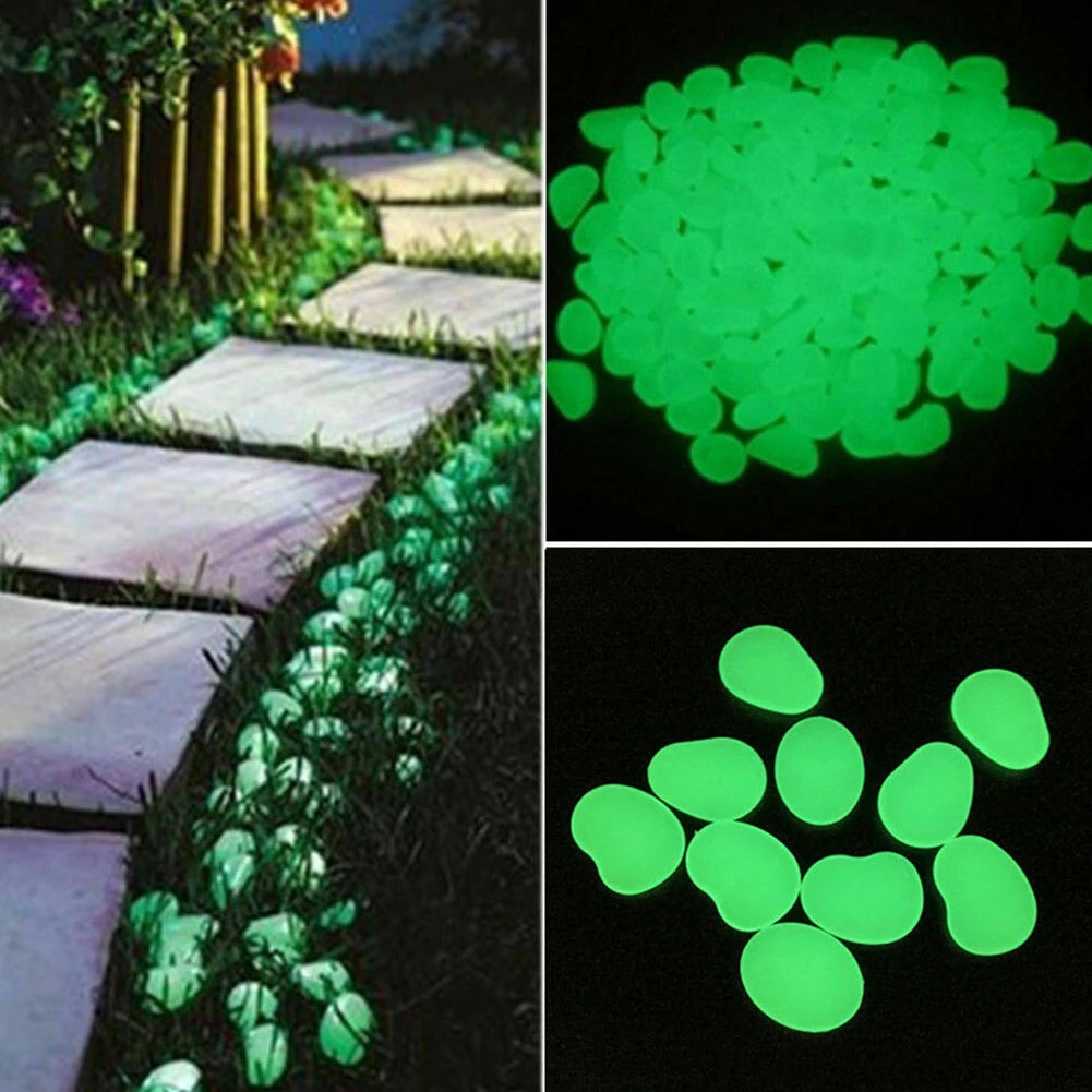 50 Uds. De piedras luminosas que brillan en la oscuridad, guijarros que brillan en la oscuridad, guijarros de jardín, decoración de peceras