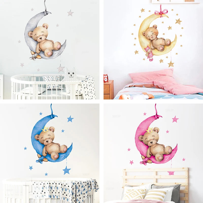 Enchanting Cartoon Teddy Bear Wall Stickers