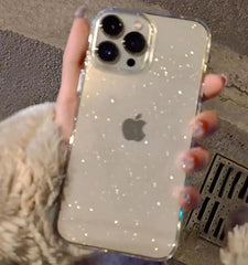 Funda transparente para iPhone con purpurina brillante y lujosa