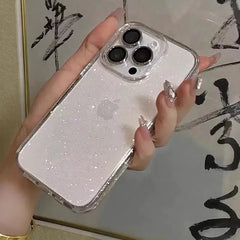 Funda transparente para iPhone con purpurina brillante y lujosa