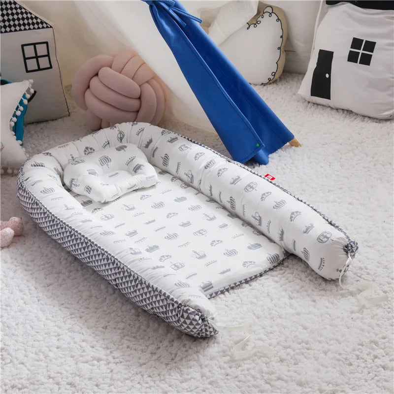 Cama nido de cuna portátil para bebé con almohada