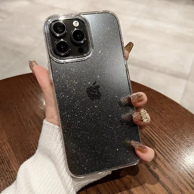 Funda transparente para iPhone con purpurina brillante y lujosa