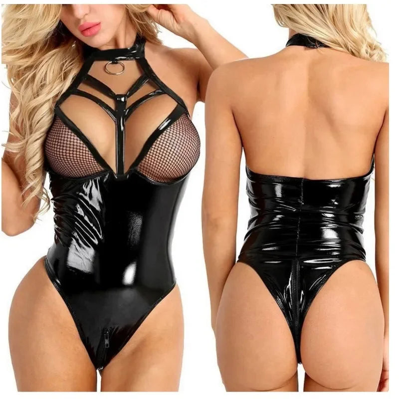 Strappy Body-Shaping Leather Lingеrie Set