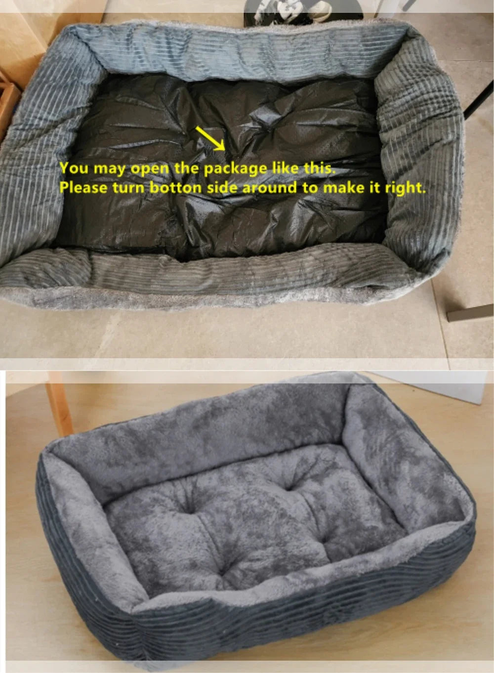 Dog Square Plush Kennel Bed