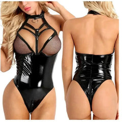 Strappy Body-Shaping Leather Lingеrie Set sitodo