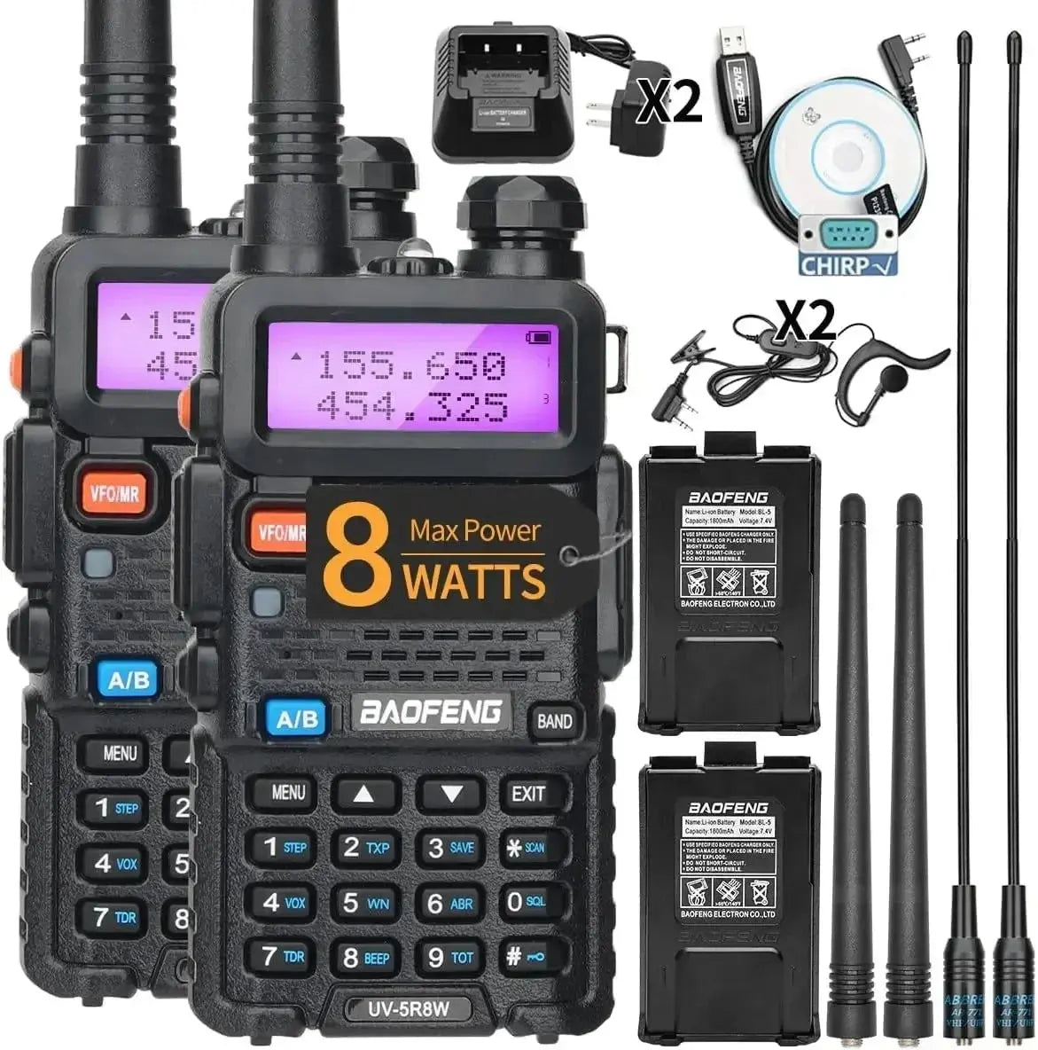 UV-5R 8W Tri-Power Walkie-Talkie - Sitodo